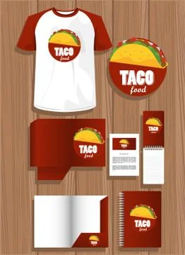 Bundle of mexican food mockup elements branding Stock Illustration