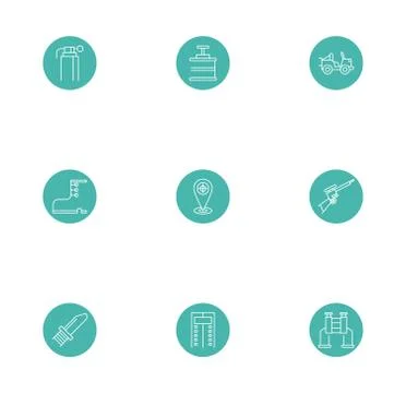 Bundle of military line block style icons Illustrazione stock