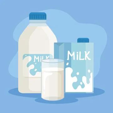 Bundle of milk products set icons Stock Illustration