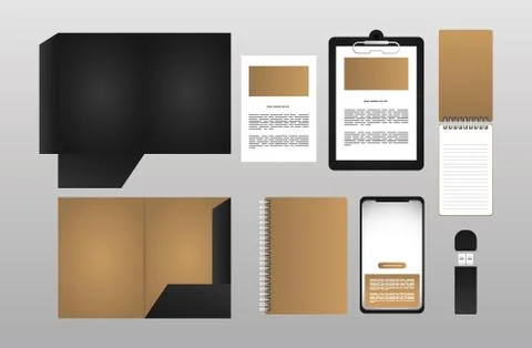 Bundle of mockup elements branding イラスト素材