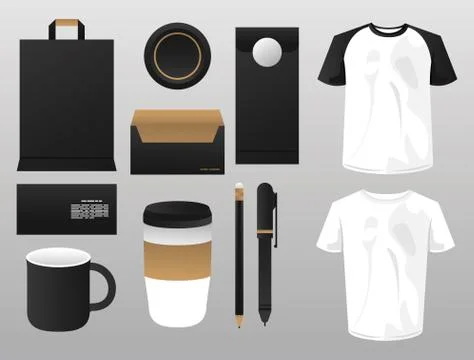Bundle of mockup elements branding Stock Illustration