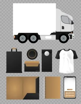 Bundle of mockup elements branding Stock Illustration