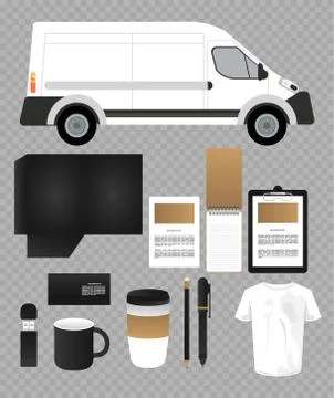Bundle of mockup elements branding Stock Illustration