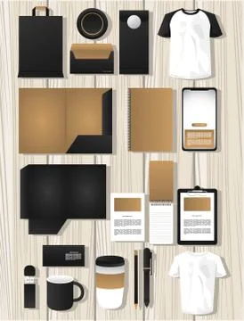 Bundle of mockup elements branding 库存插图