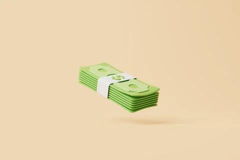 Bundle of money on beige pastel background Stock Illustration