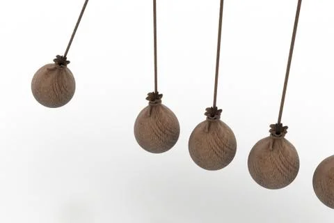 Bundle of money hanging in a sack Illustrazione stock