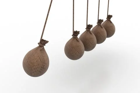 Bundle of money hanging in a sack Illustrazione stock