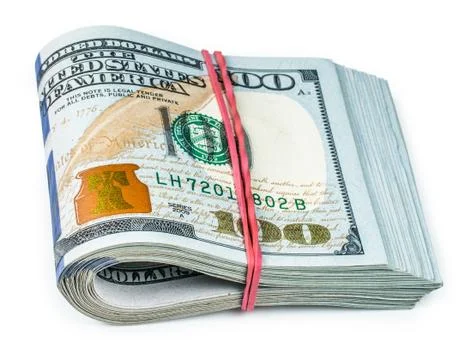 Bundle Of Money Isolated On A White Background Stock Photos