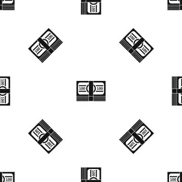 Bundle of money pattern seamless black Stock Illustration