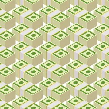 Bundle money seamless pattern. Cash dollars, vector background. Stock Illustration