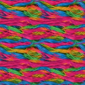 Bundle of multi-colored threads intertwined with each other Seamless illust.. Stock Illustration