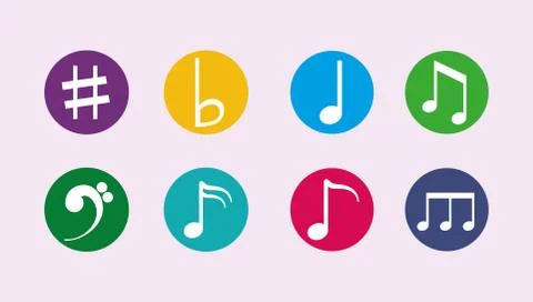 Bundle of musical notes with icons Stock Illustration