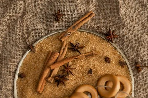 Bundle of mutton lies on cane sugar Stock Photos