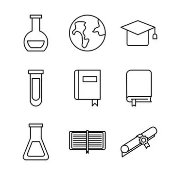 Bundle of nine back to school supplies Illustrazione stock