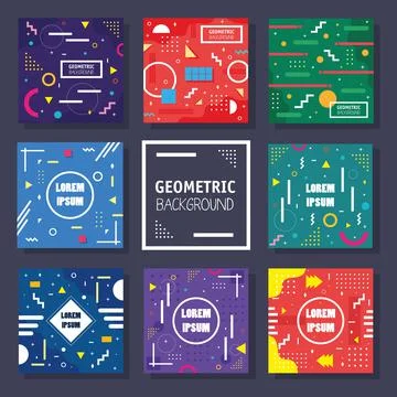 Bundle of nine geometric minimal backgrounds Illustrazione stock