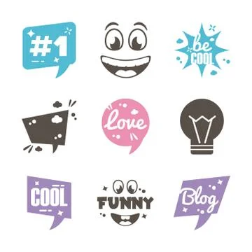 Bundle of nine slang set icons Illustrazione stock