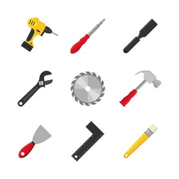 Bundle of nine tools set icons Stockillustratie
