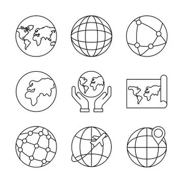 Bundle of nine world planet set icons 스톡 일러스트