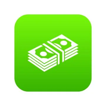 Bundle note icon green vector Stock Illustration
