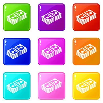 Bundle note icons set 9 color collection Stock Illustration