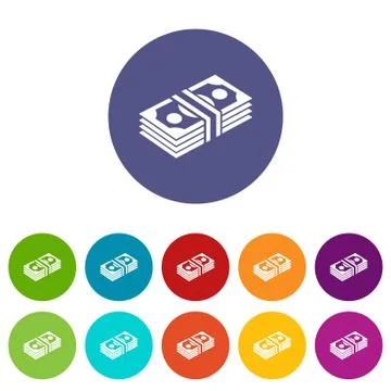 Bundle note icons set vector color Stock Illustration