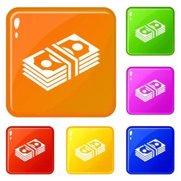 Bundle note icons set vector color Stock Illustration