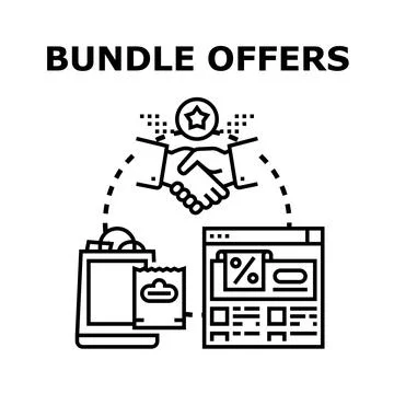 Bundle offers concept with agreement and online shopping Ilustração Stock
