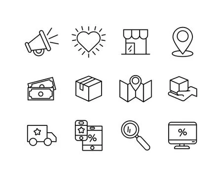 Bundle of online commerce icons 스톡 일러스트