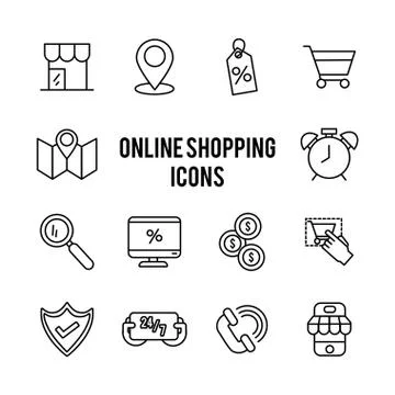 Bundle of online commerce icons Stock Illustration