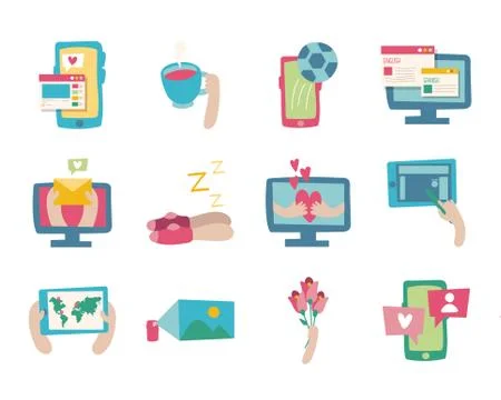 Bundle of online things set icons イラスト素材