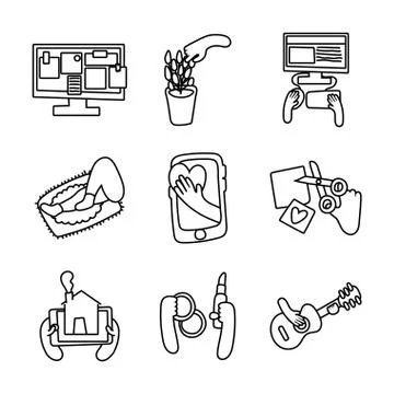 Bundle of online things set icons イラスト素材