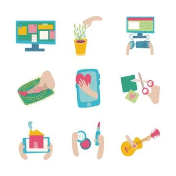 Bundle of online things set icons イラスト素材