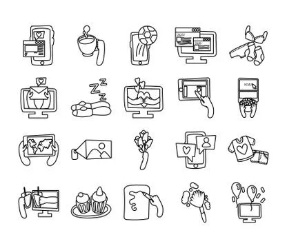 Bundle of online things set icons イラスト素材