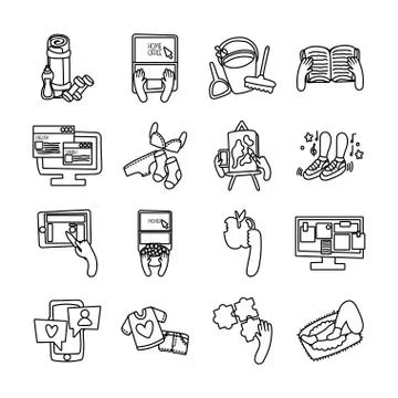 Bundle of online things set icons 库存插图