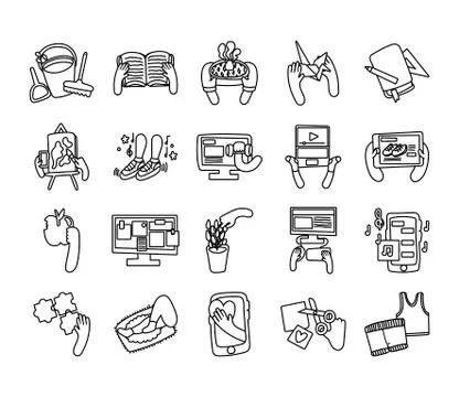 Bundle of online things set icons 库存插图
