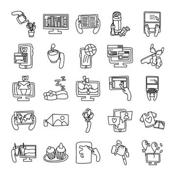 Bundle of online things set icons イラスト素材