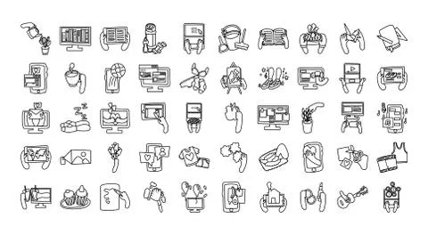 Bundle of online things set icons イラスト素材