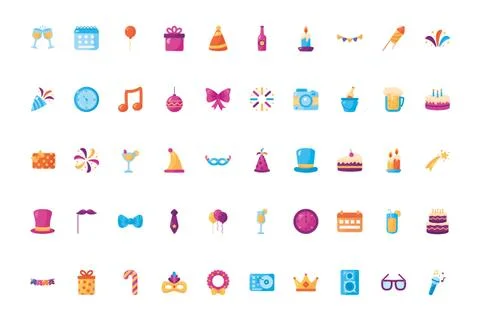 Bundle of party celebration icons Stock Illustration