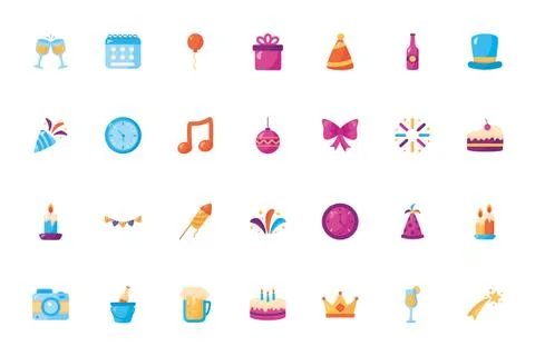 Bundle of party celebration icons Illustrazione stock