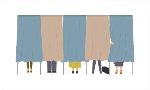 Bundle of people are in the voting booths Stock Illustration