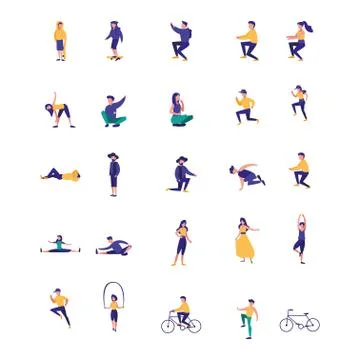 Bundle of people doing recreational activities イラスト素材