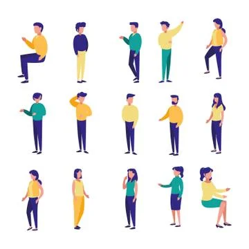 Bundle of people faceless standing 스톡 일러스트