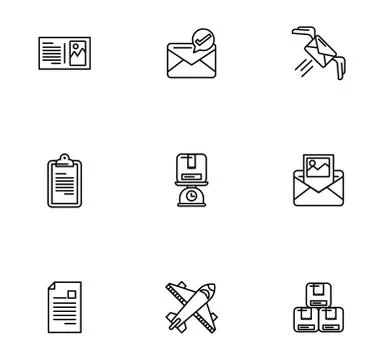 Bundle of postal service icons Stock Illustration