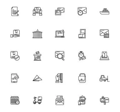 Bundle of postal service icons Stock Illustration