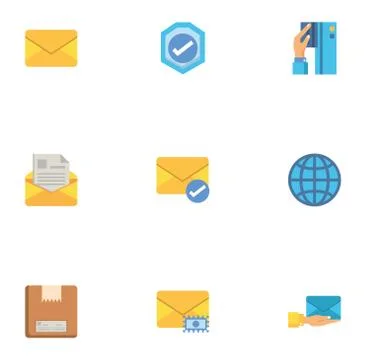 Bundle of postal service icons Stock Illustration