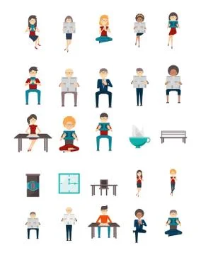 Bundle of professions people in office Stock Illustration