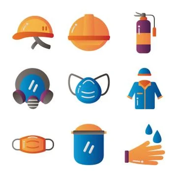 Bundle of protection tools set icons Stock Illustration
