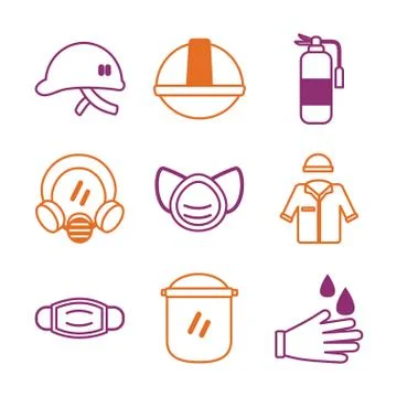 Bundle of protection tools set icons Stock Illustration
