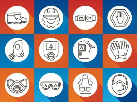 Bundle of protection tools set icons Stock Illustration