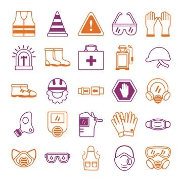 Bundle of protection tools set icons Stock Illustration
